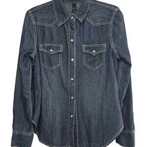 Seven7 Denim Western Snap Button Shirt 100% Cotton Size M